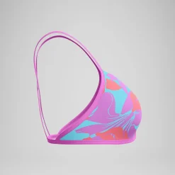 Haut de bikini Femme Club Training Cross Back imprimé rose/vert