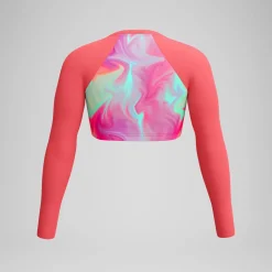 Haut de bikini Femme FLU3NTE à manches longues imprimé rose/corail