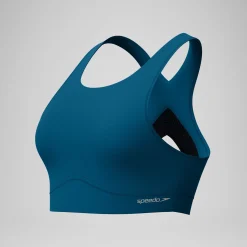 Haut de bikini Femme Solid à col haut avec mesh sarcelle foncé