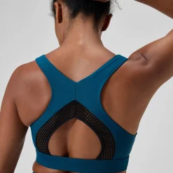 Haut de bikini Femme Solid à col haut avec mesh sarcelle foncé