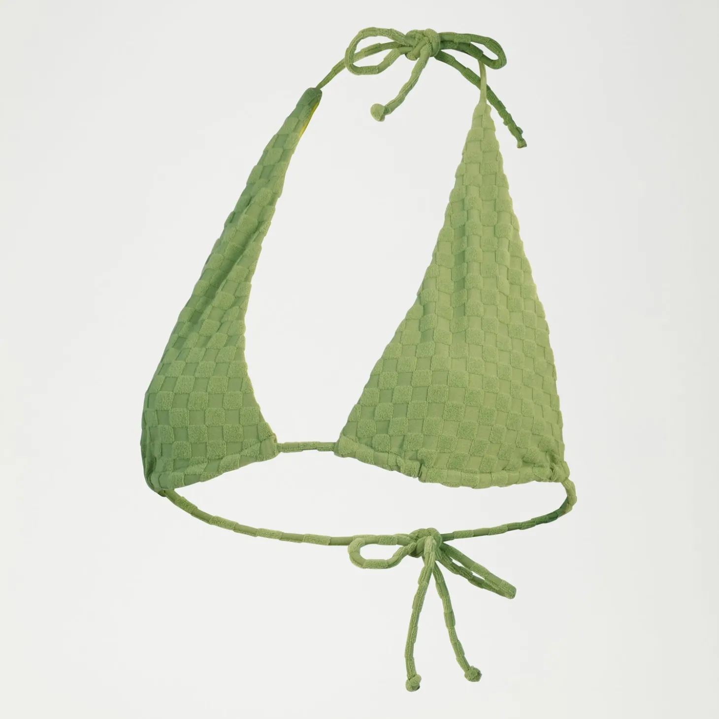 Haut de bikini FLU3NTE triangle en tissu éponge vert