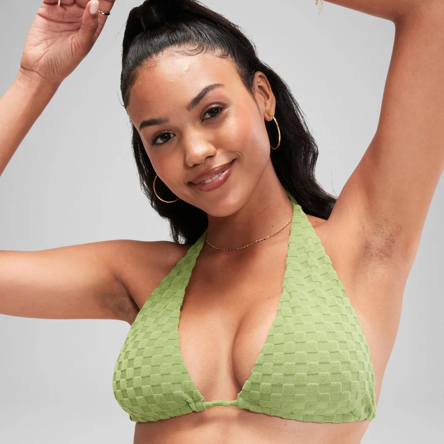 Haut de bikini FLU3NTE triangle en tissu éponge vert