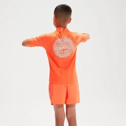 Haut Rash Garçon imprimé à manches courtes orange