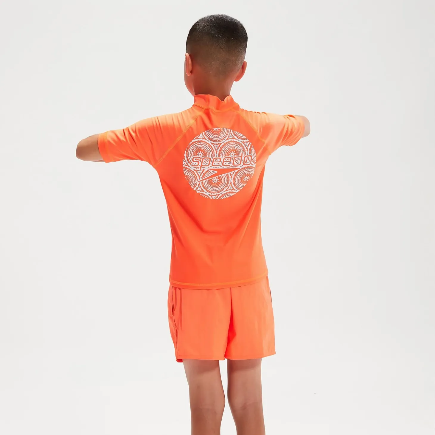 Haut Rash Garçon imprimé à manches courtes orange