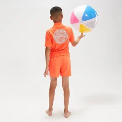Haut Rash Garçon imprimé à manches courtes orange