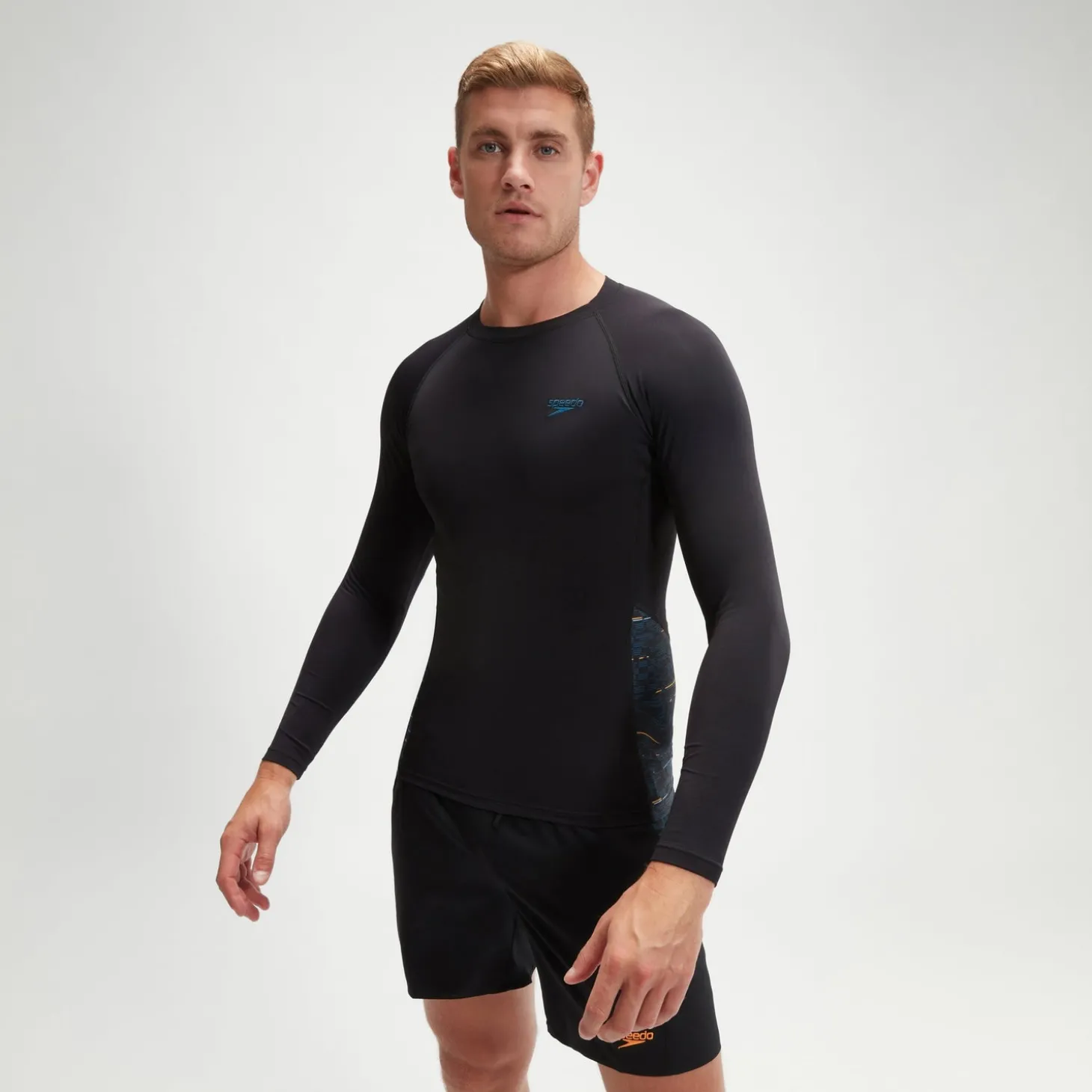 Haut Rash Homme Endurance+ Splice noir/bleu sarcelle