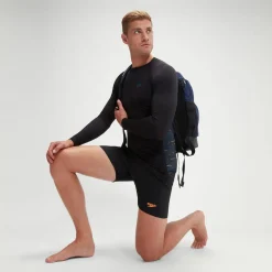 Haut Rash Homme Endurance+ Splice noir/bleu sarcelle
