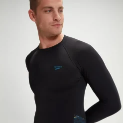 Haut Rash Homme Endurance+ Splice noir/bleu sarcelle