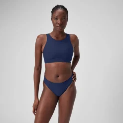 Haut uni à col montant avec maille filet pour Femmes Bleu céruléen