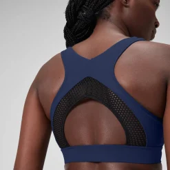 Haut uni à col montant avec maille filet pour Femmes Bleu céruléen
