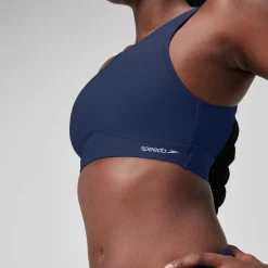 Haut uni à col montant avec maille filet pour Femmes Bleu céruléen