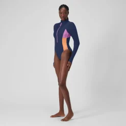 L/S 1 pièce color-block zippé pour Femmes Bleu céruléen