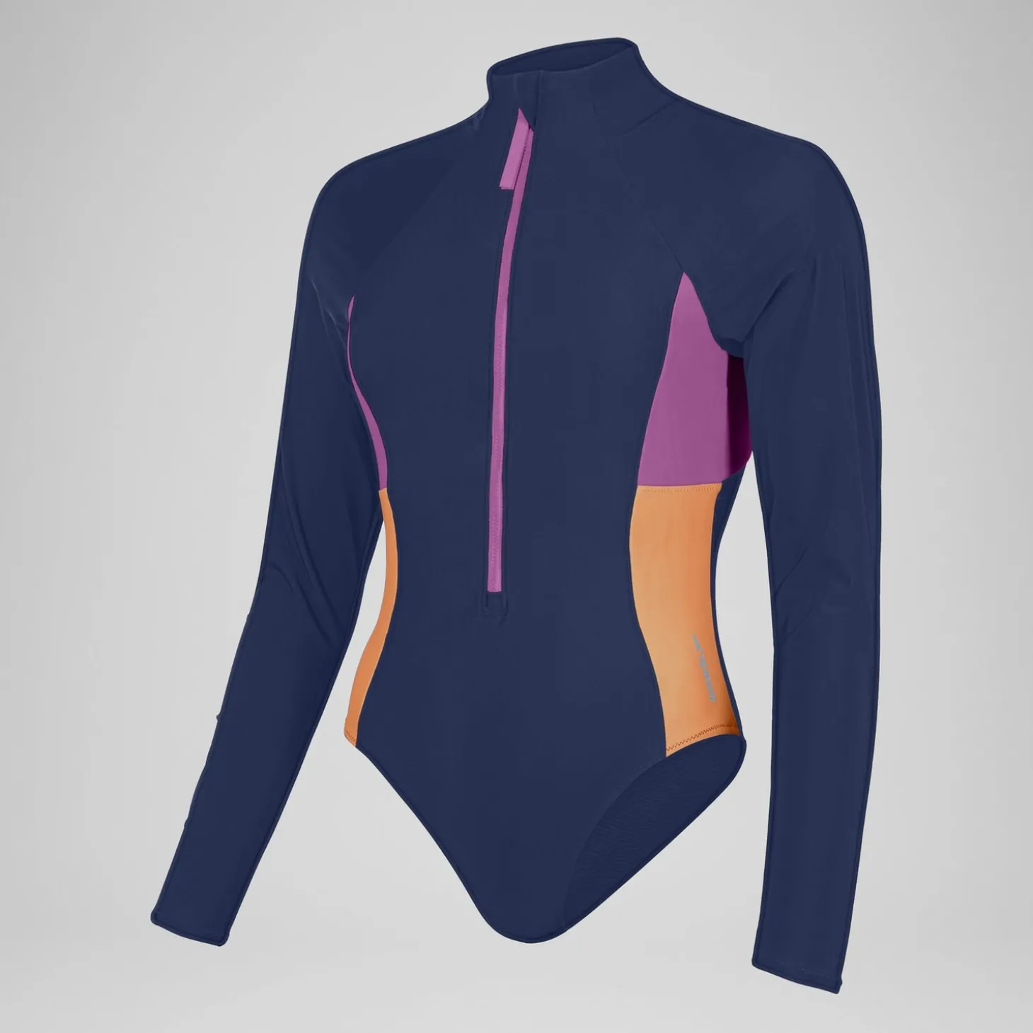 L/S 1 pièce color-block zippé pour Femmes Bleu céruléen