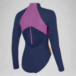 L/S 1 pièce color-block zippé pour Femmes Bleu céruléen