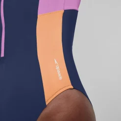 L/S 1 pièce color-block zippé pour Femmes Bleu céruléen