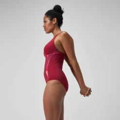 Maillot de bain 1 pièce à imprimé Shaping LunaElustre pour Femmes Rouge/Violet