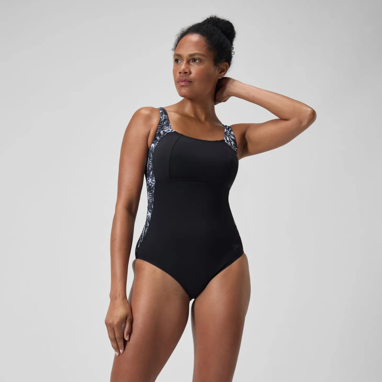 Maillot de bain 1 pièce Femmes Shaping LunaLustre imprimé pour Femmes Noir/Gris oxydé/Blanc