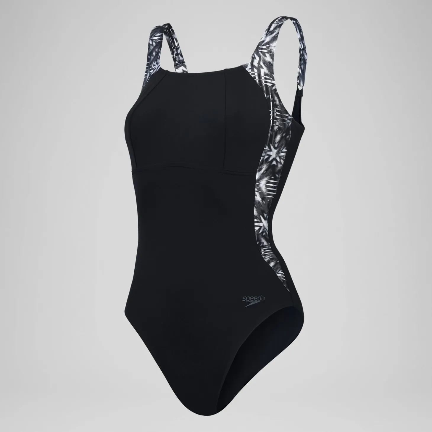 Maillot de bain 1 pièce Femmes Shaping LunaLustre imprimé pour Femmes Noir/Gris oxydé/Blanc