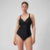 Maillot de bain 1 pièce galbant noué croisé pour Femmes Noir