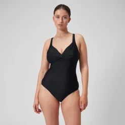 Maillot de bain 1 pièce galbant noué croisé pour Femmes Noir