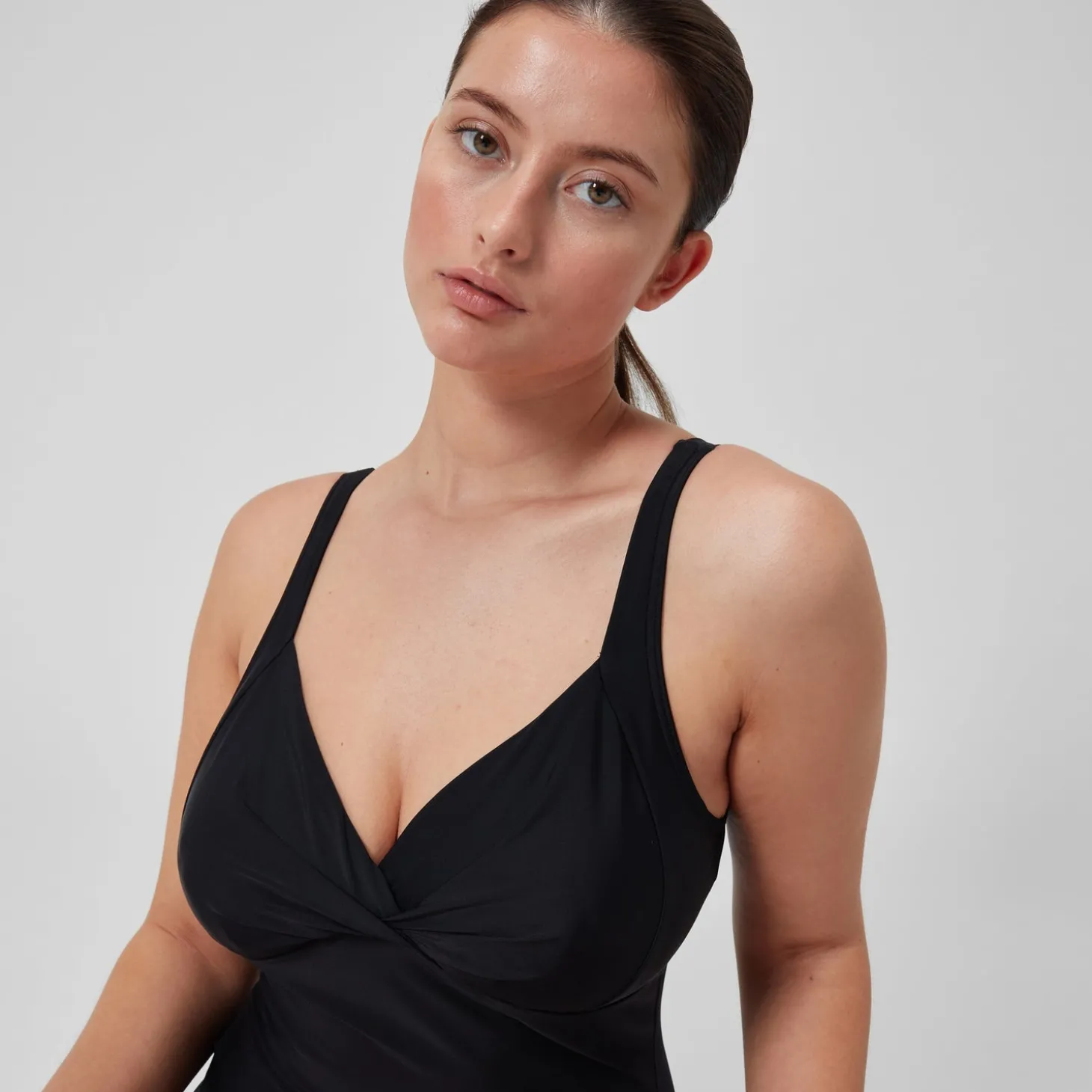Maillot de bain 1 pièce galbant noué croisé pour Femmes Noir