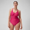 Maillot de bain 1 pièce Shaping à encolure en V pour Femmes Magenta Brume