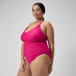 Maillot de bain 1 pièce Shaping avec encolure en V pour Femmes (+) Magenta brume