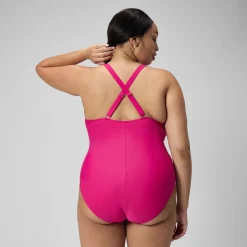 Maillot de bain 1 pièce Shaping avec encolure en V pour Femmes (+) Magenta brume
