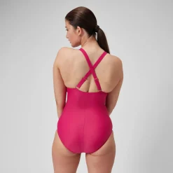 Maillot de bain 1 pièce Shaping à encolure en V pour Femmes Magenta Brume