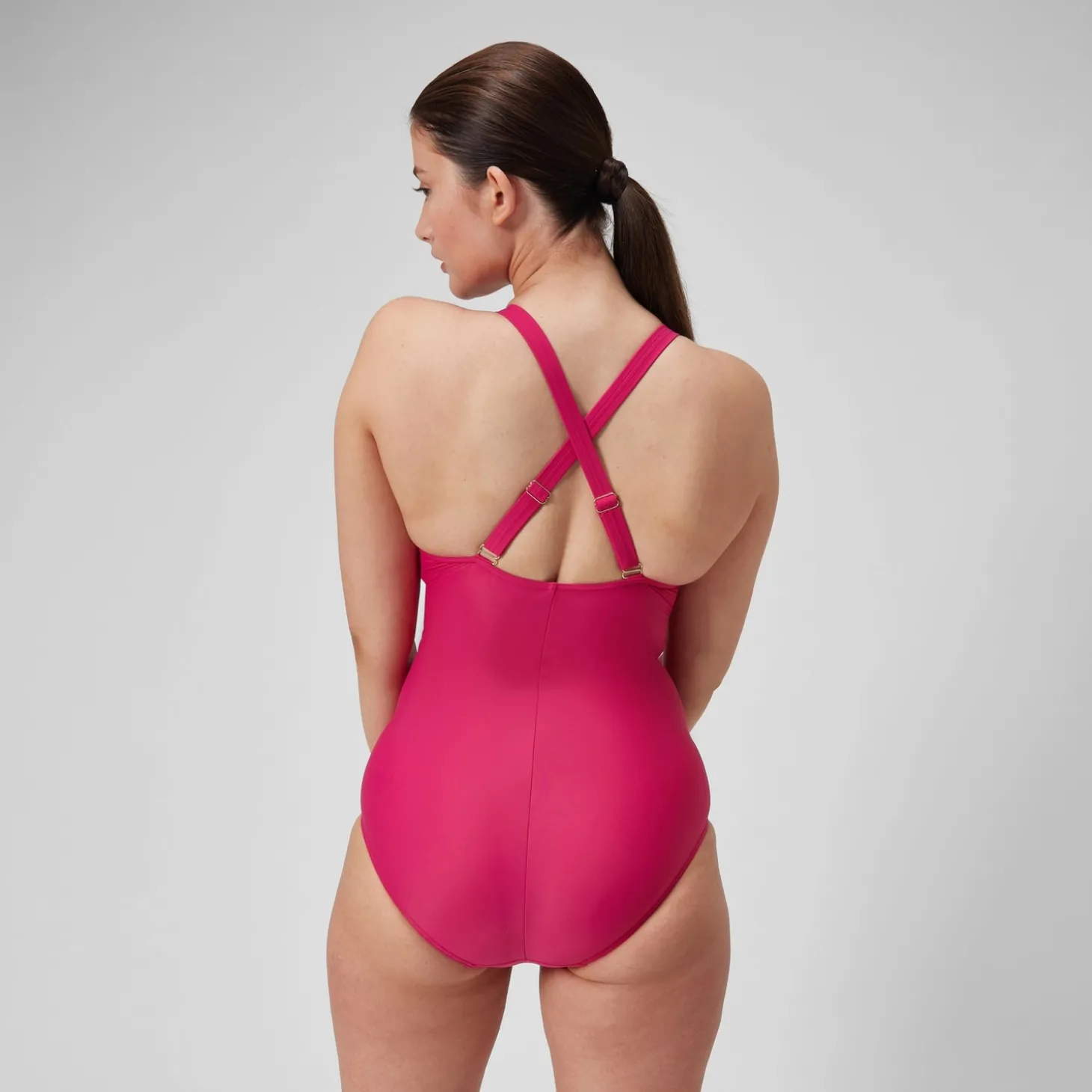 Maillot de bain 1 pièce Shaping à encolure en V pour Femmes Magenta Brume
