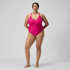 Maillot de bain 1 pièce Shaping avec encolure en V pour Femmes (+) Magenta brume