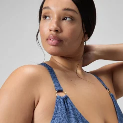 Maillot de bain 1 pièce Shaping avec encolure en V et imprimé pour Femmes (+) Bleu Marine/Bleu