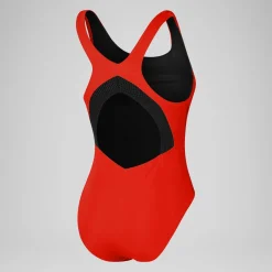 Maillot de bain 1 pièce uni avec maille filet Scoop pour Femmes Dragon Fire