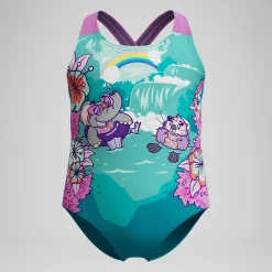 Maillot de bain Bébé Learn to Swim Crossback imprimé vert