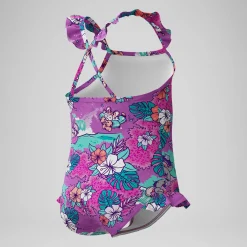 Maillot de bain Bébé Learn to Swim à fines bretelles et volants imprimés rose