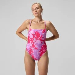 Maillot de bain Femme ajustable à fines bretelles et imprimés rouge