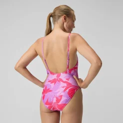 Maillot de bain Femme ajustable à fines bretelles et imprimés rouge