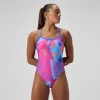 Maillot de bain Femme Club Training Turnback imprimé bleu/rose