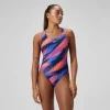 Maillot de bain Femme Club Training Powerback imprimé bleu/rose