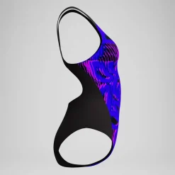 Maillot de bain Femme Club Training Recordback imprimé noir/bleu