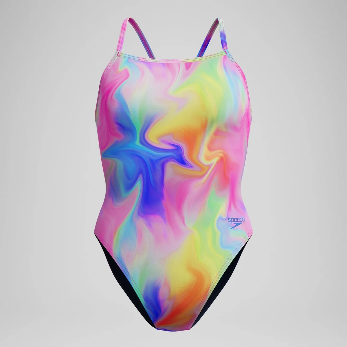 Maillot de bain Femme Club Training dos en V et imprimé rose/jaune