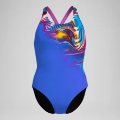 Maillot de bain Femme Club Training Placement Powerback bleu/rose