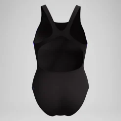 Maillot de bain Femme Club Training Recordback imprimé noir/bleu
