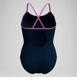 Maillot de bain Femme Club Training Fixed Crossback imprimé bleu marine/vert
