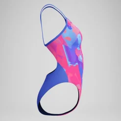 Maillot de bain Femme Club Training Turnback imprimé bleu/rose