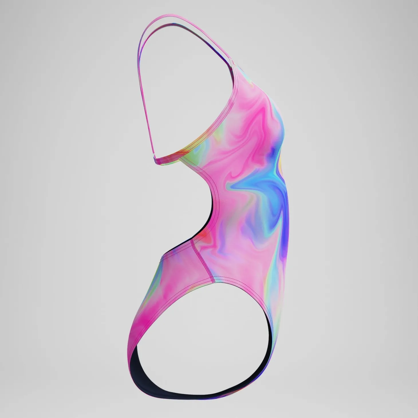 Maillot de bain Femme Club Training dos en V et imprimé rose/jaune