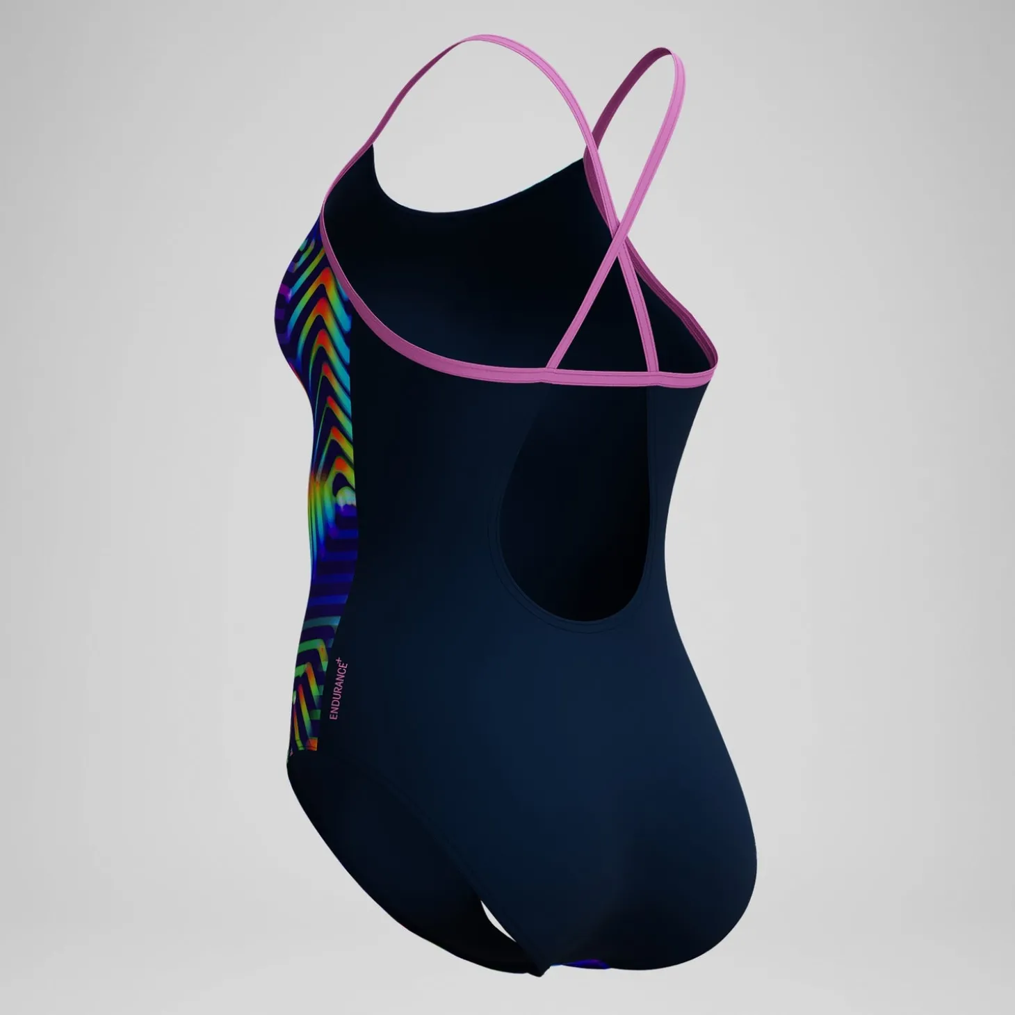 Maillot de bain Femme Club Training Fixed Crossback imprimé bleu marine/vert