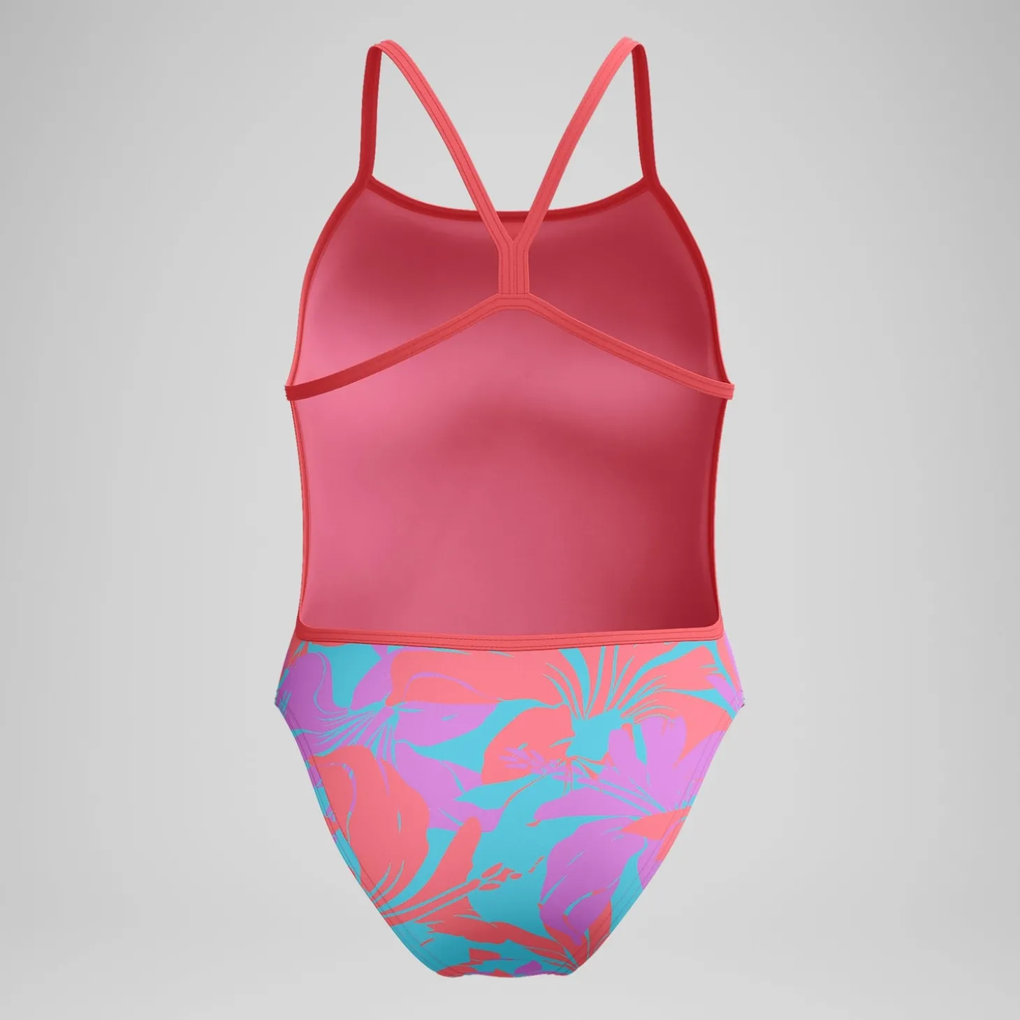 Maillot de bain Femme Club Training dos en V et imprimé rose/vert