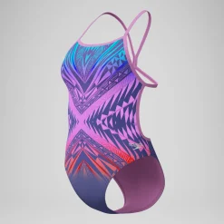 Maillot de bain Femme Club Training Placement dos en V rose/bleu