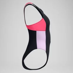 Maillot de bain Femme Colourblock zippé noir/rouge